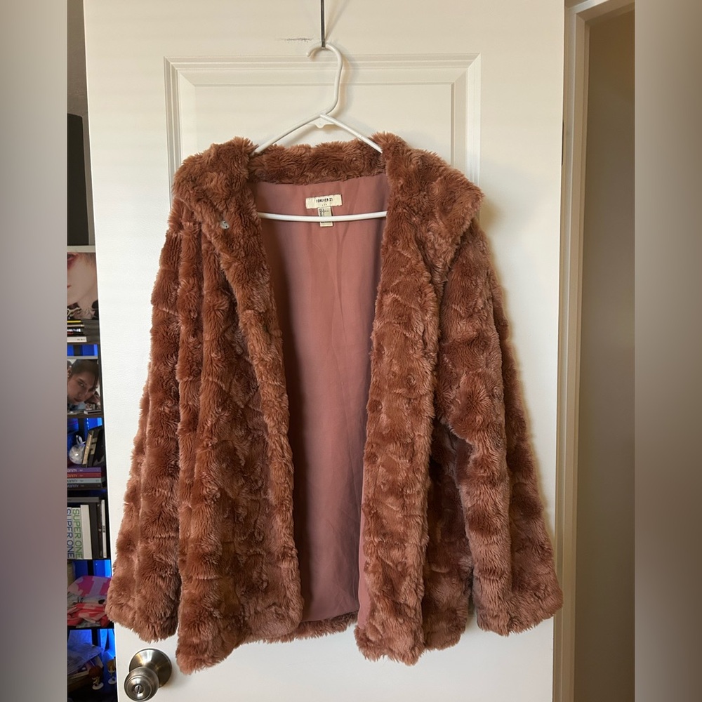 Forever 21 Faux Fur Jacket Dusty Rose